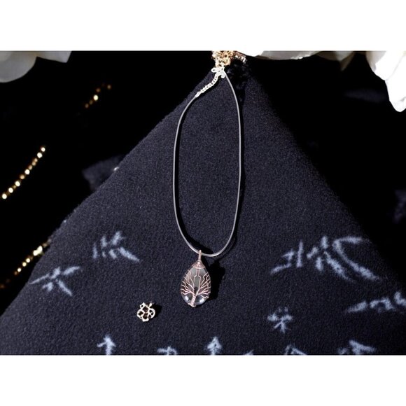 Black Onyx Tree of Life Pendant Necklace Healing Crystal Jewelry 18" Cord - Picture 2 of 7